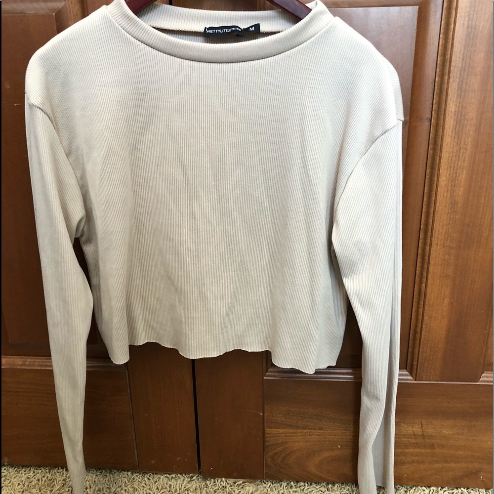 Stone high necked cropped sweater